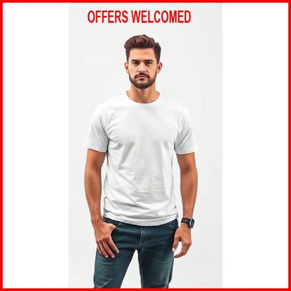 5XL Round Neck Cotton T-Shirt, Tagless, Spring Back Fit, Comfortable - Picture 3 of 8